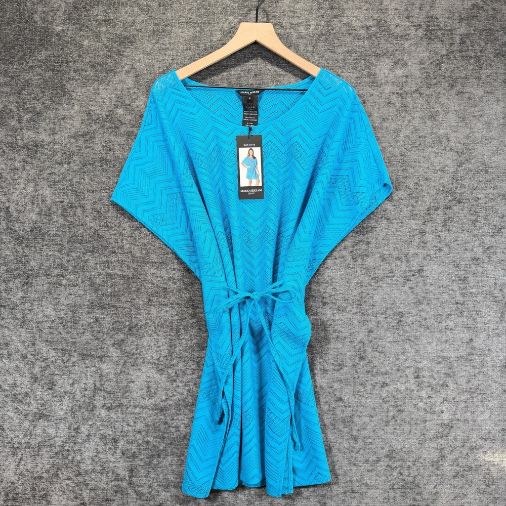 Mario Serrani Chevron Crochet Beach Cover Up Turquoise‎ Size M